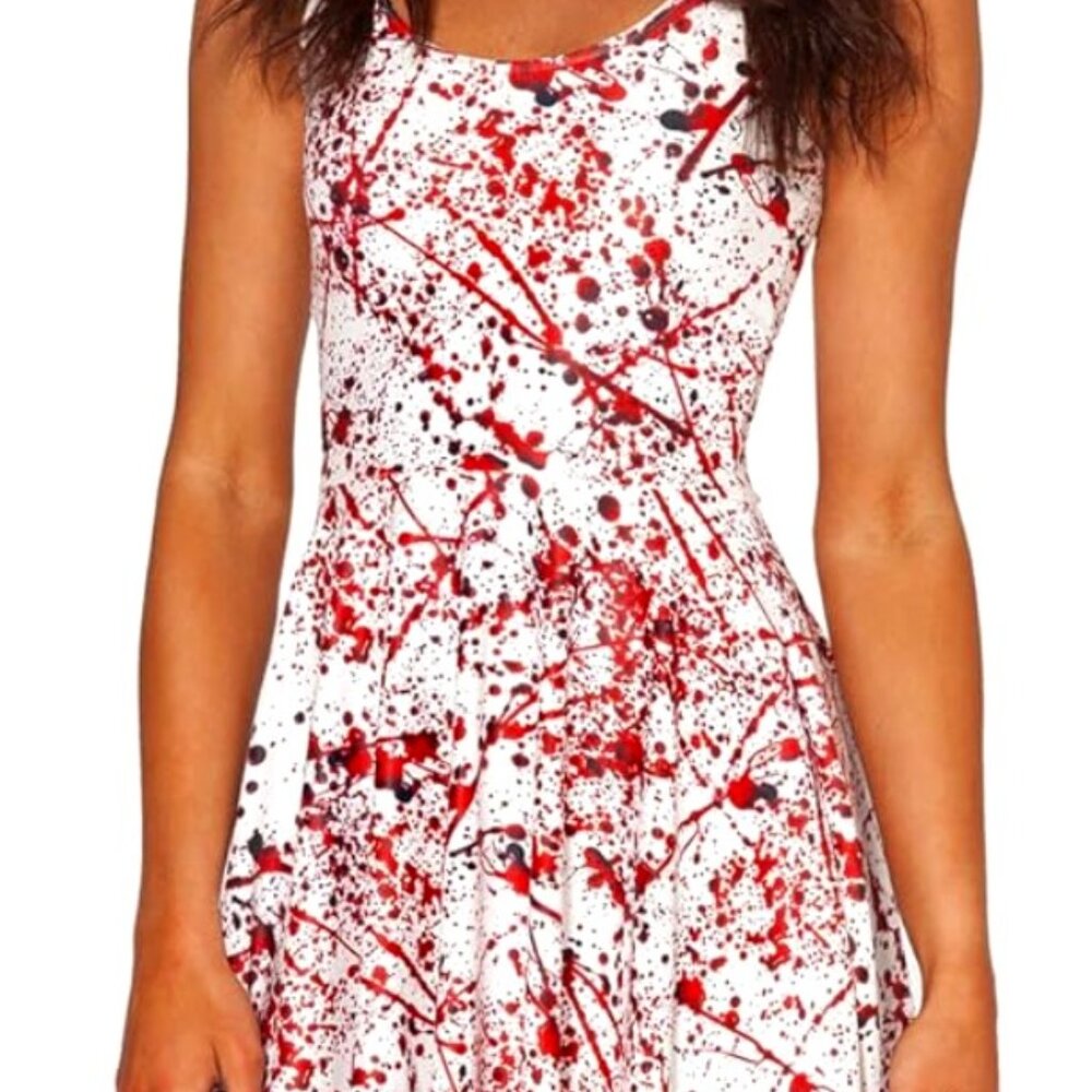 Women's Skull Elastic Sleeveless Breathable Camisole Skater Dress XL